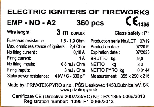 Privatex 3m Igniter Data